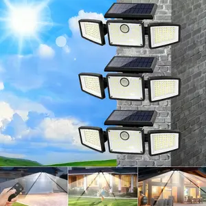 2-Pack 3-Head Solar Outdoor LED Security Lights, 2500LM Motion Sensor Spotlights, 270° Wide-Angle, IP65 Waterproof for Garage, LED Solar Outdoor Fixtures, Led Lights, Solar Outdoor Lights