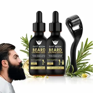Beard Growth Serum & Massage Derma Roller Kit, Beard Care Oil for Thicker, Shinier Beard, Men's Daily Grooming Products