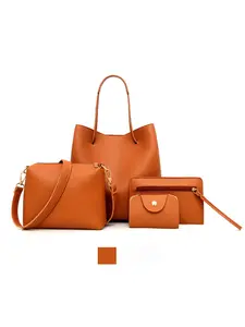 2026 New Litchi Pattern Women's Bag Fashion Large Bag Korean Style Single Shoulder Handbag Crossbody 4 Piece Set