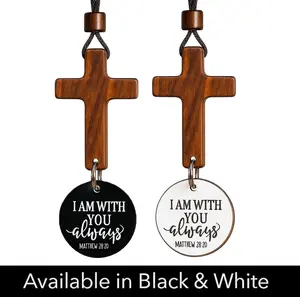 Scannable Handcrafted Cross Car Rearview Mirror Hanger - Lightweight Christian Religious Gift for Auto Interior Decoration & Holiday Gifting