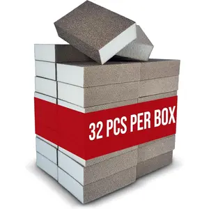 4" x 3" x 1" Medium/Fine Grit Small Firm Sanding Sponge Blocks - Washable and  Sandpaper  Bricks/Pads for Polishing Drywall, , Metal - Wet and Dry - 32 count Pack