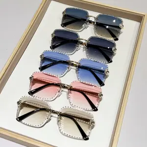 Luxury Rectangle Gradient Diamond UV400 Shades SunGlasses