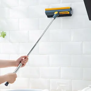 Three-In-One Bathroom Floor Brush Set, Multi-Functional Hard Bristle Toilet Cleaner, Long Handle Tile & Flooring Cleaning Tool, Toilet Wand