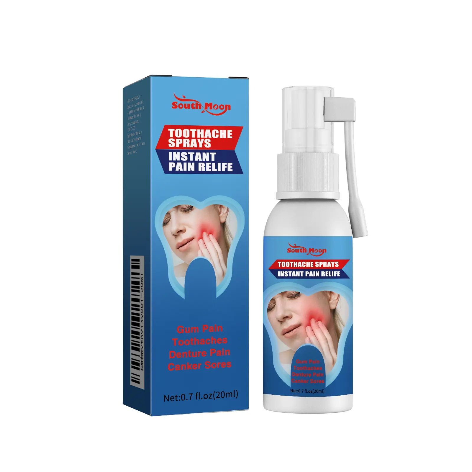 South Moon Daily Oral Spray for Gentle Toothache Relief and Soothing Gum Discomfort, Unscented Mouth Care Aerosol, Tooth Pain Spray, Adults, Relieves Pain
