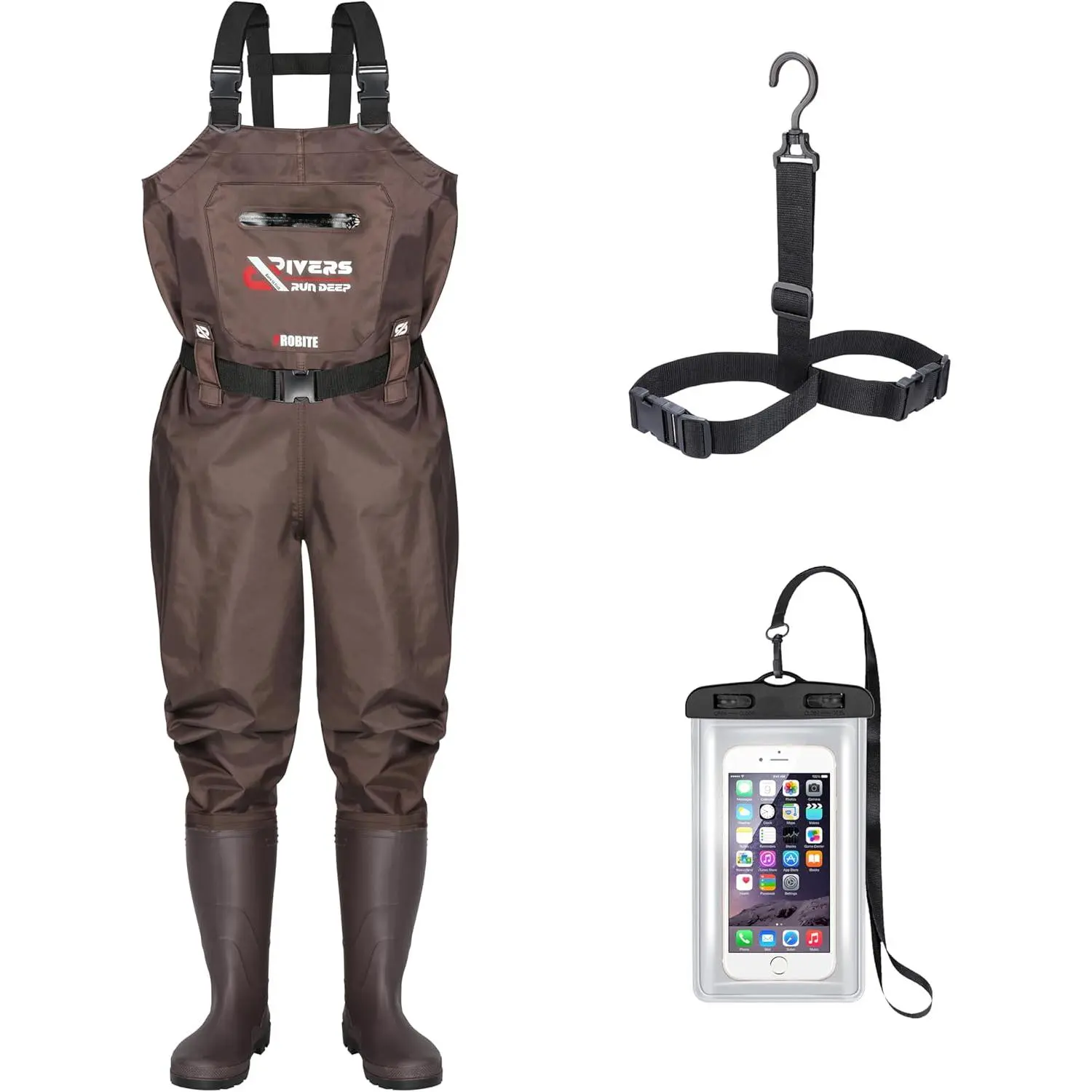 Upgraded 210D Nylon Chest Waders with Boots - Waterproof PVC Fishing & Hunting Waders for Men, Breathable Wading Gear Waterproof Bootfoot Chest Wader Durable Adjustable Flexible Lightweight