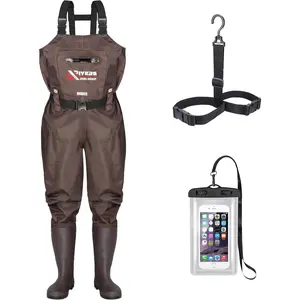Upgraded 210D Nylon Chest Waders with Boots - Waterproof PVC Fishing & Hunting Waders for Men, Breathable Wading Gear Waterproof Bootfoot Chest Wader