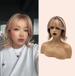 JBEXTENSION 12 Inches Scalpiana 3.5X4 Hard Silky Top Natural Scalp Effect Women Wig With Bangs YUNA