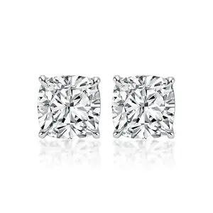 Effinny Jewelry Round/Cushion Cut S925 Sterling Silver Women's Stud Earrings, 5A Grade Cubic Zirconia Earring for Anniversary, Wedding, Proposal