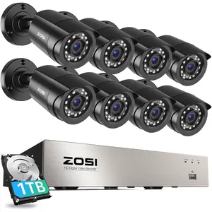 ZOSI 1080P 8CH Security Camera System Outdoor with 1TB Hard Drive,AI Human/Vehicle Detection,Night Vision,H.265+ 8 Channel Video DVR Recorder,8X 1080P HD 1920TVL Weatherproof CCTV Cameras