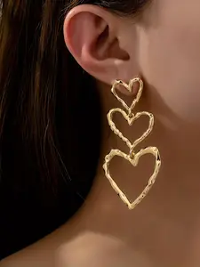 Classic Vintage Dangle Heart Pendant Earrings, High Quality Earrings, Women's Versatile Fashion Accessory, Perfect Valentine's Day Gift for Girlfriend