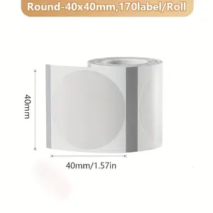 Transparent Round Thermal Labels, Self-Adhesive Thermal Label Paper, Barcode/address/shipping/signage Labels, Compatible with Various Printers