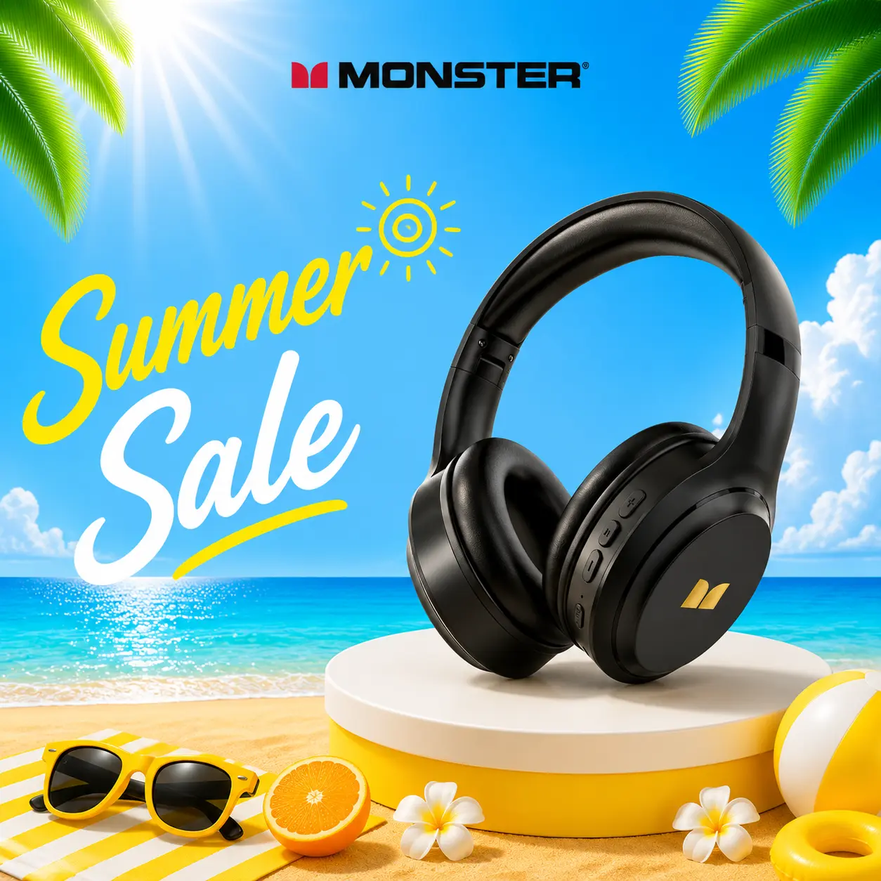 MONSTER Noise Cancelling Headphones, Bluetooth 6.0Wireless Over-Ear Headphones, Long Playtime, Deep Bass HiFi Sound, Comfortable Foldable Design, Built-in Mic, Compatible with iPhone, Android, Laptop & PC for Home Office Calls-SummerWins - DealsForYouDays