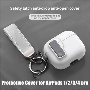 Secure Protective Soft Case for AirPods 1/2/3/4 Pro – Anti-Slip Grip with Safety Lock & Keychain, Easy Button Access for Wireless Charging