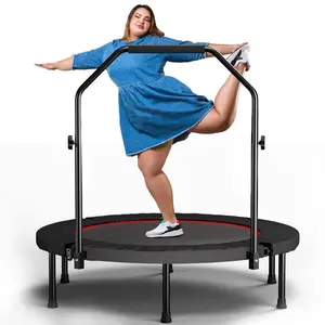 [Fahuac] 40 Inch Foldable Fitness Trampoline with Adjustable N-Shape Handle | Silent Bungee Design, 6-Legs Stable, Portable Exercise Trampoline for Adults, ASTM & CPC Certified.