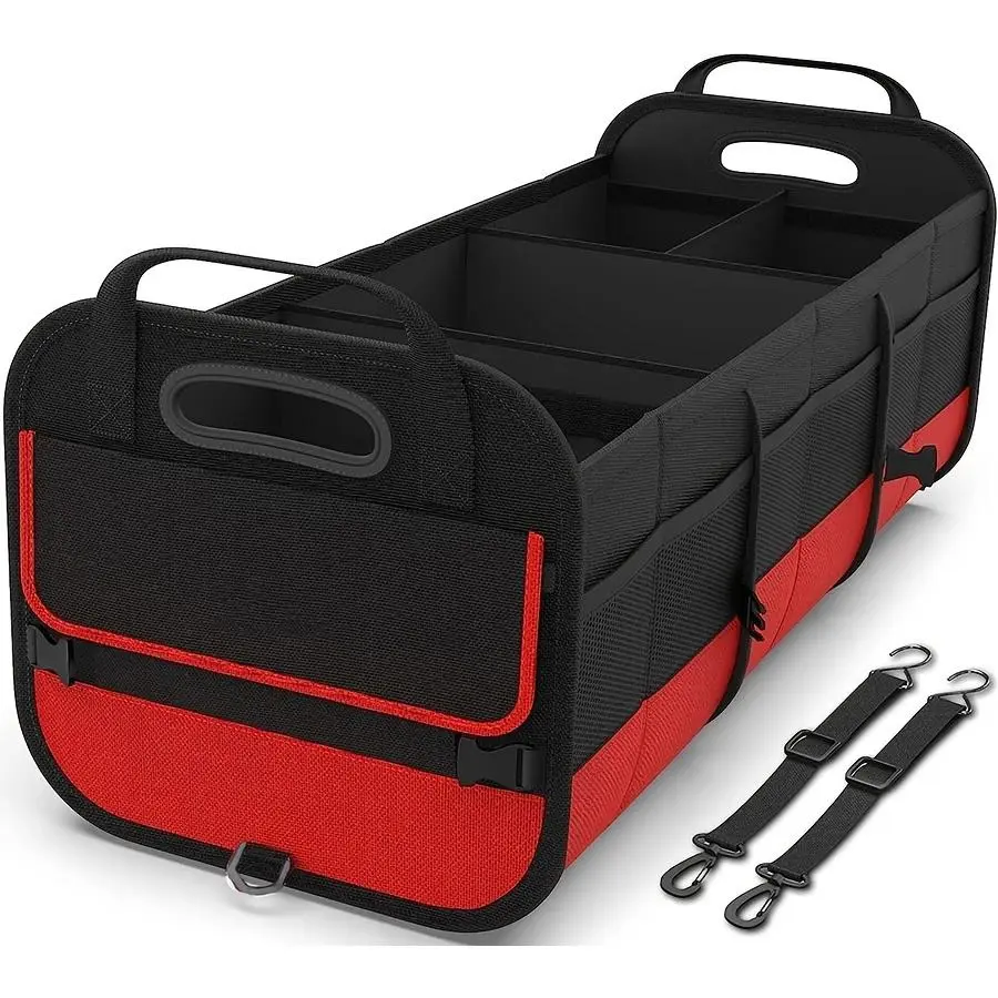 Car Trunk Organizer, Collapsible Multi Compartment Car Trunk Organizer with 2 Retractable Straps, Suitable for All Kinds Of Cars, SUV, Minivan
