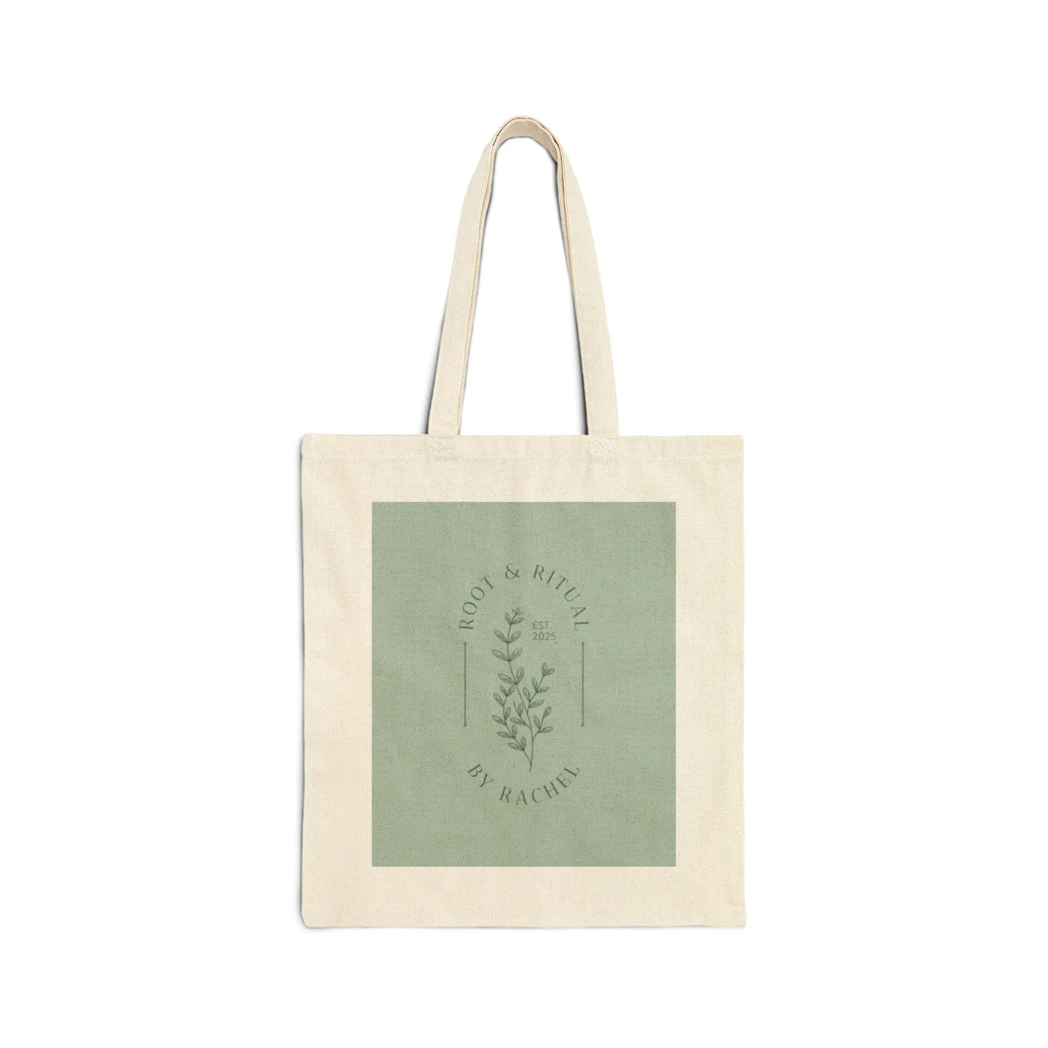 Root and Ritual Logo Cotton Canvas Bag | Minimal Botanical Market Tote Shopper Handbag