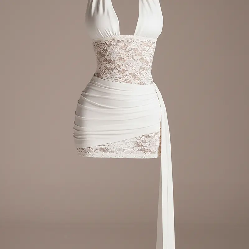 DealsForYouDays Summer Floral Lace Splicing Deep V-Neck Backless Dress,Graduation Dress. Summer Rave Festival Outfits
