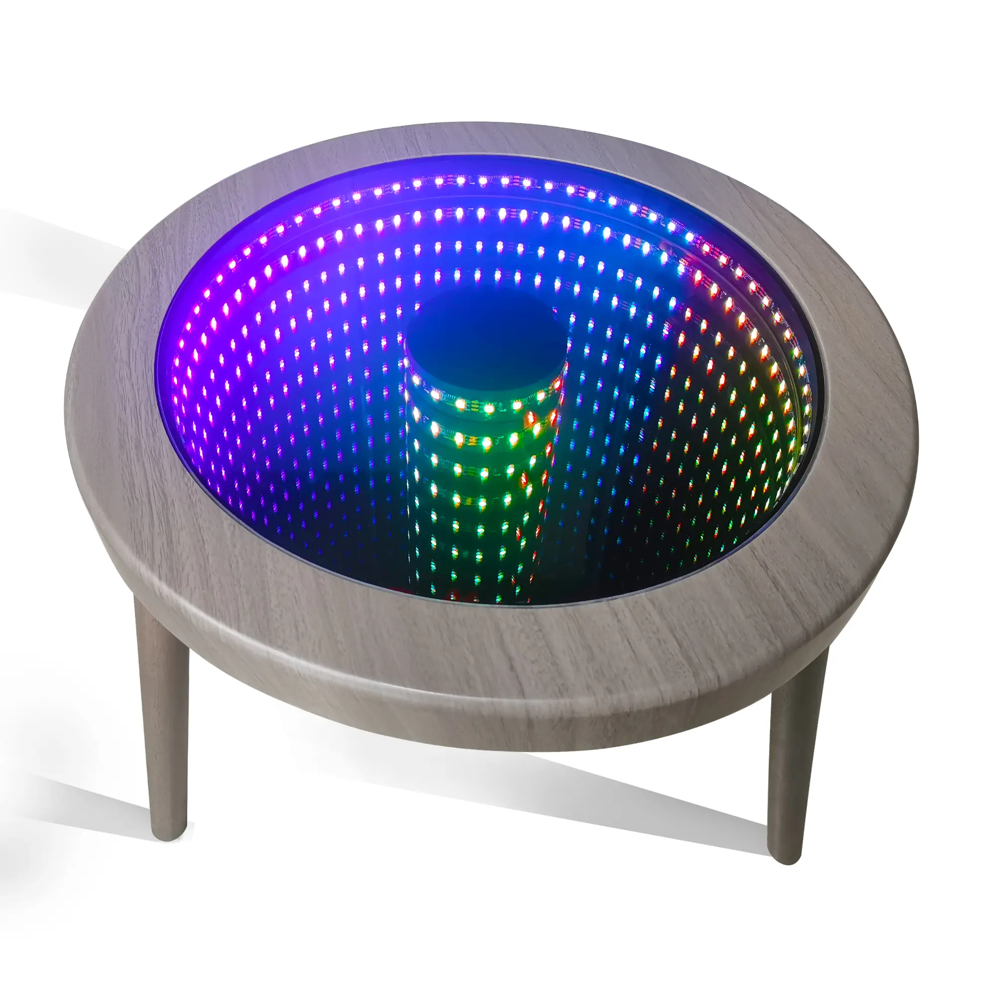 1pc coffee table with  round LED Infinity  Mirror, 3D Infinite Abyss Effect, Lighting Can Be Controlled By Remote Control, Voice Control, App, Round Coffee Table For Living Room And Game Room