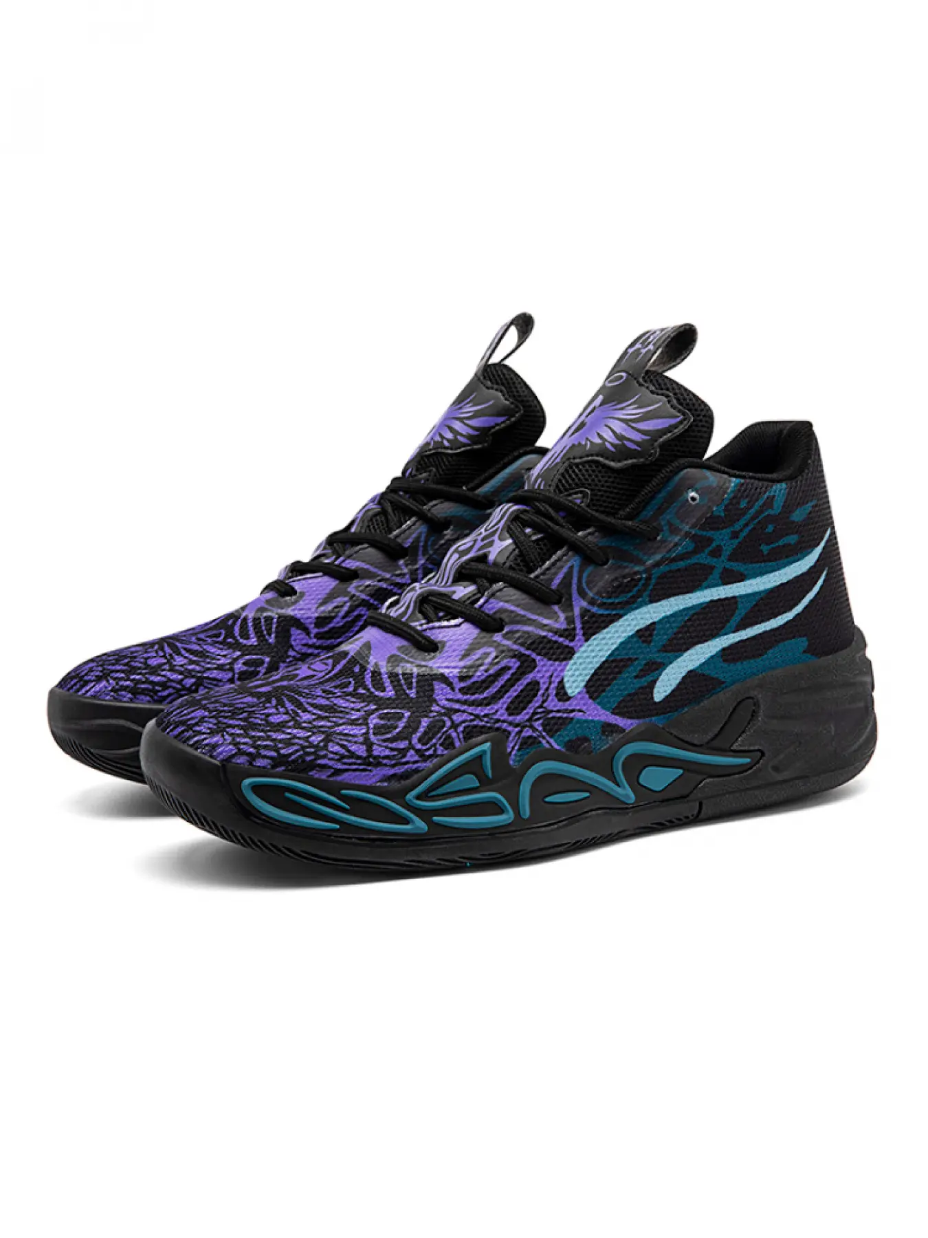 Parent-Child Fluorescent Pink-Green Graffiti Basketball Shoes, Athletic Shoes, Lace Up Sneakers, Art Sports Style, High-Top Mesh Material, Eye-Catching, Shock-Absorbing & Ankle-Protecting, Ideal for Parent-Child Basketball Training & Trendy Outfits