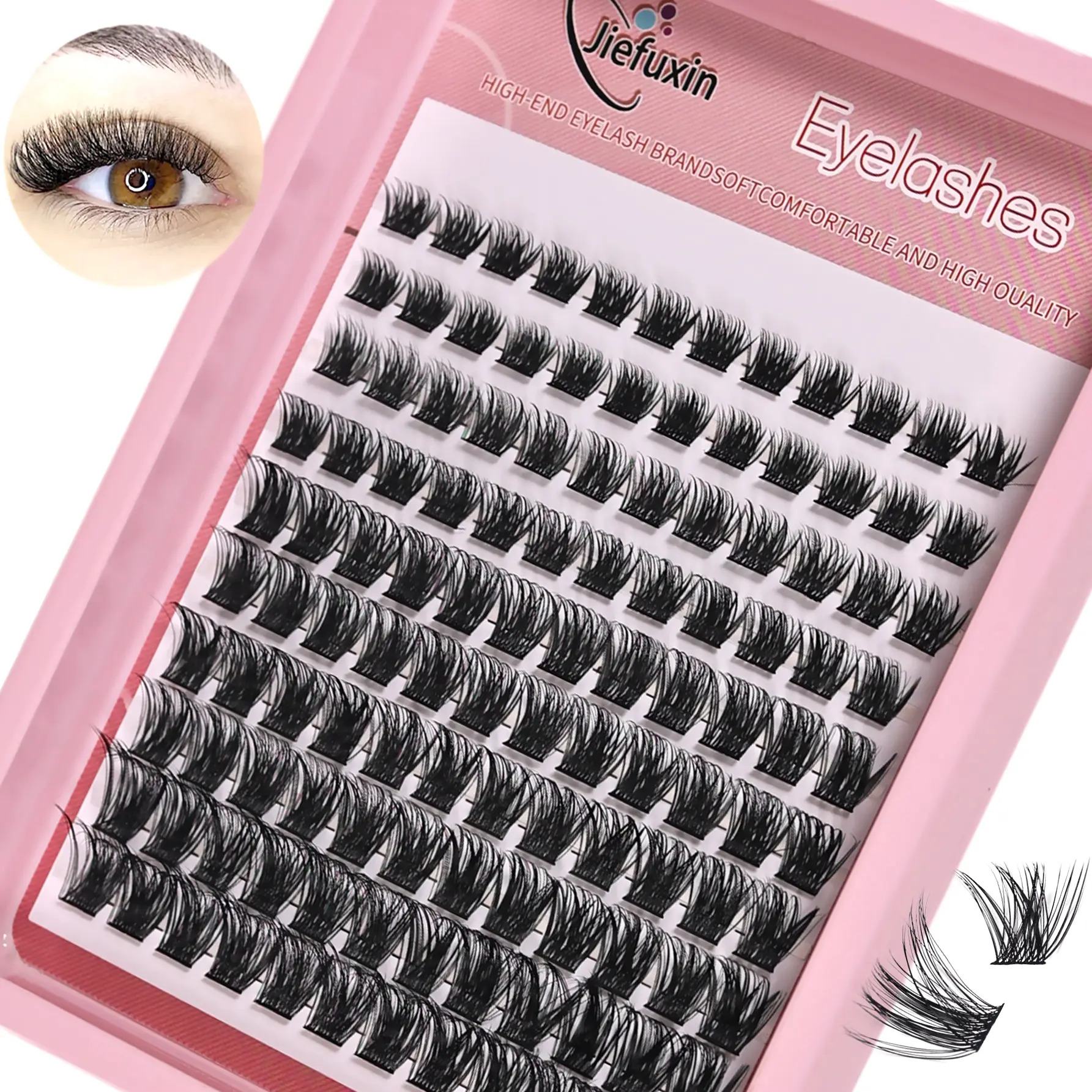 Lash Clusters 120pcs, 8-16mm Wispy Individual Lashes, Natural Look D Curl, Fluffy Cluster Lashes, Volume Cluster Lashes, Voluminous False Eyelashes, DIY Eyelash Extension Kit, False Eyelashes Extension