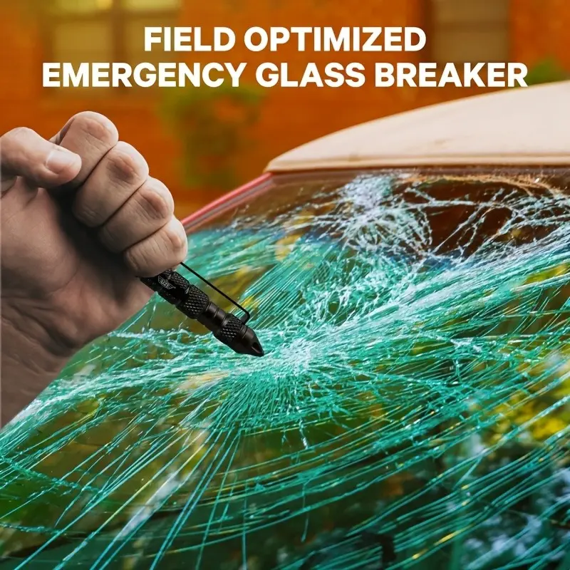 Military Tactical Pen - Tungsten Steel-Aluminum Car Emergency Window Escape Glass Breaker, Discreet Look Low-Alert Appearance Self-Defense Multifunctional Survival Writing Automotive Equipment