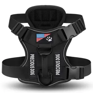 No Pull Dog Harness Reflective Adjustable Pet Vest, Breathable Mesh Soft Padded Anti Pull Harness for Small Medium Large Dogs, Easy Control for Walking Training, Hook and Loop Velcro Customizable Patch, Escape Proof Durable Oxford