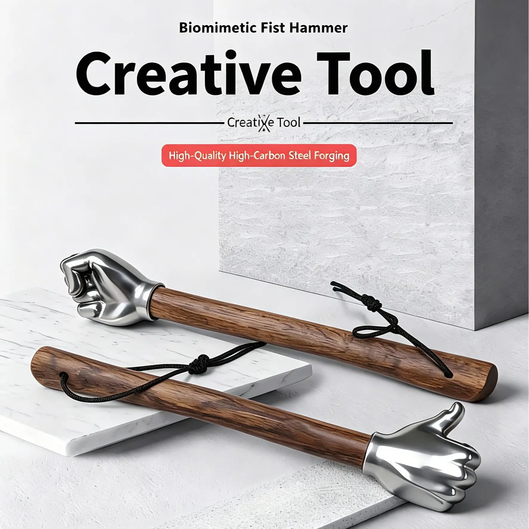 Creative Fist Hammer, Decorative Metal Claw Hammer with Wooden Handle, Choose 1 Style, Garage Tool Gift for Men, Light DIY Use
