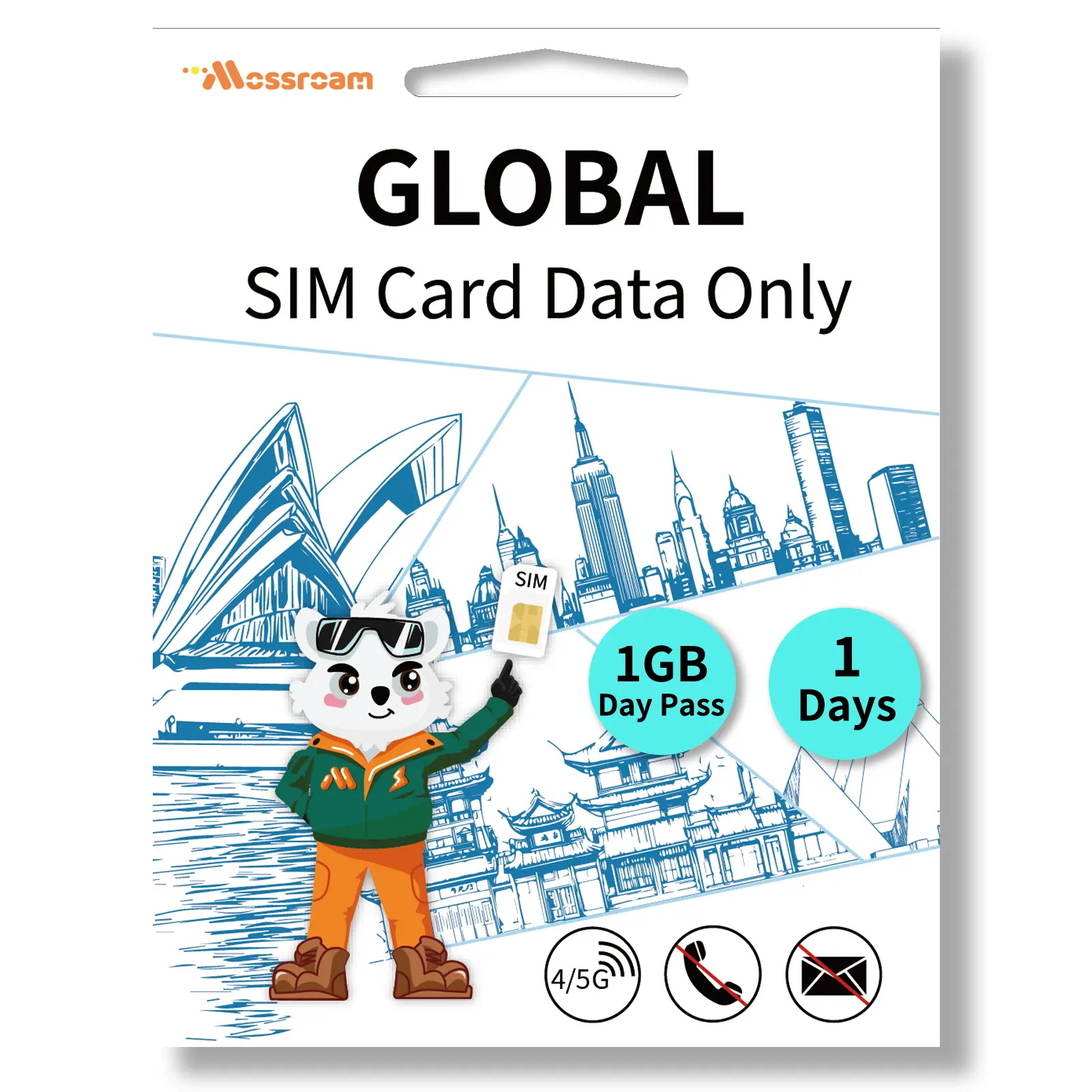Global Prepaid Travel SIM Card | Daily 1GB/2GB Data | 1–30 Days 4G LTE High Speed Internet | No Roaming Fees | Multi-Country Coverage
