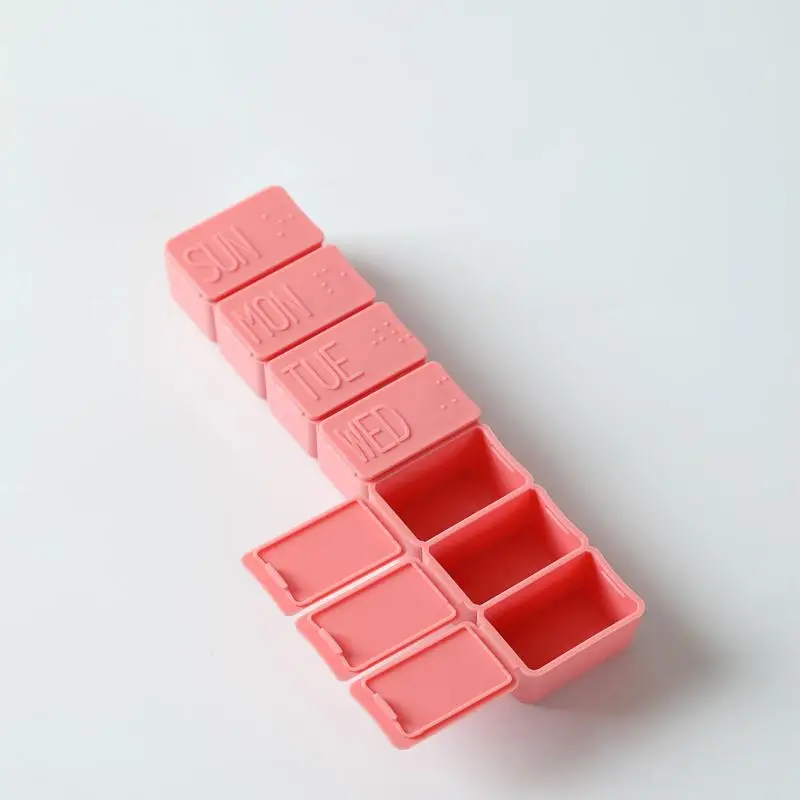 1 Weekly Pill Organizer, 1/2/3 Counts Small Multi-grid Travel Pill Organizer, Storage Box with Lid, Summer Gift Ideas, Room Accessories, Home Decor