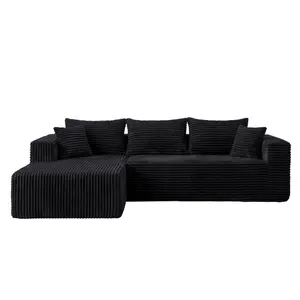 ANY BOX 118&92.5" L/U-Shaped Modular Boneless Sectional Couch Oversized Deep-Seat Suitable for Living room/Bedroom/Apartment 0112BK