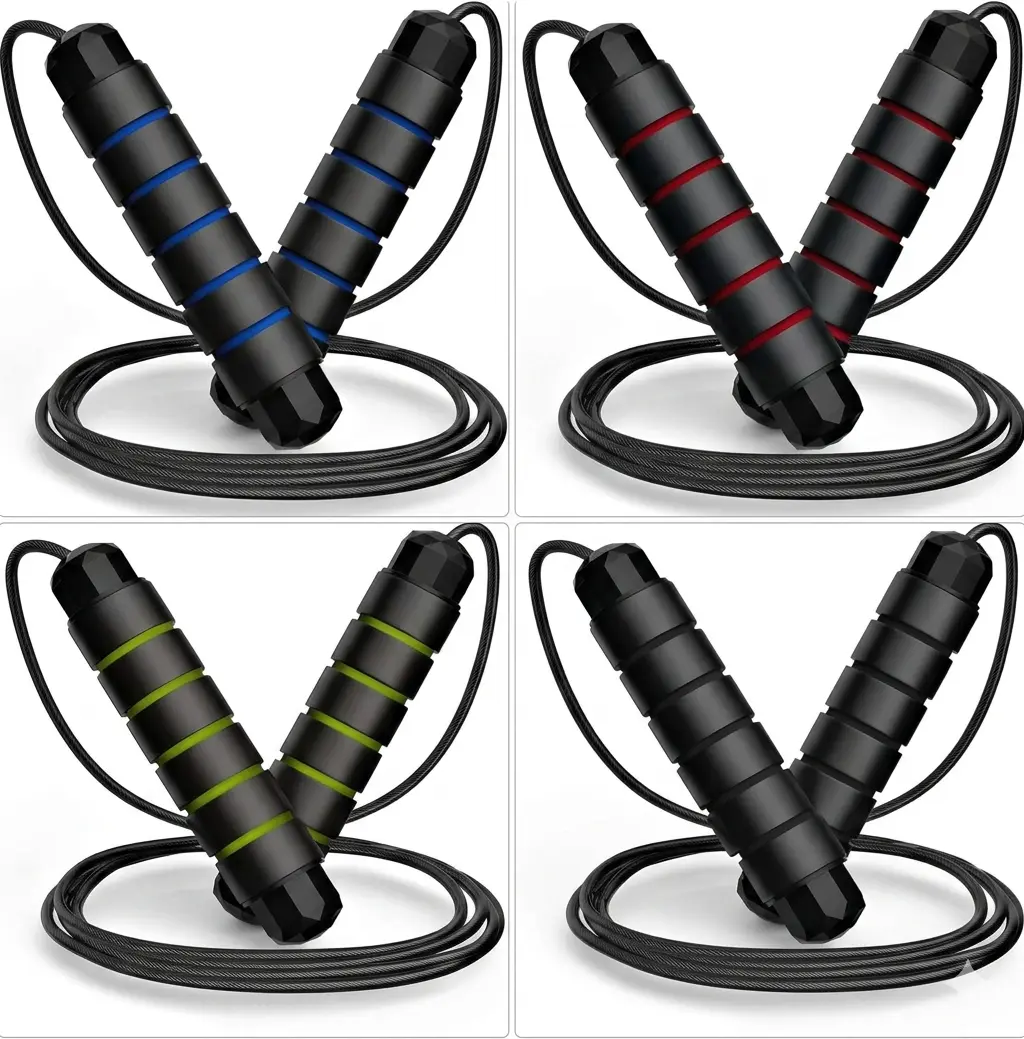 Jump Rope, Tangle-Free Rapid Speed Jumping Rope Cable with Ball Bearings for Women & Men, Adjustable Steel Jump Rope with Foam Handles for Home Gym Exercise Fitness Workout Equipment & Multiple colors