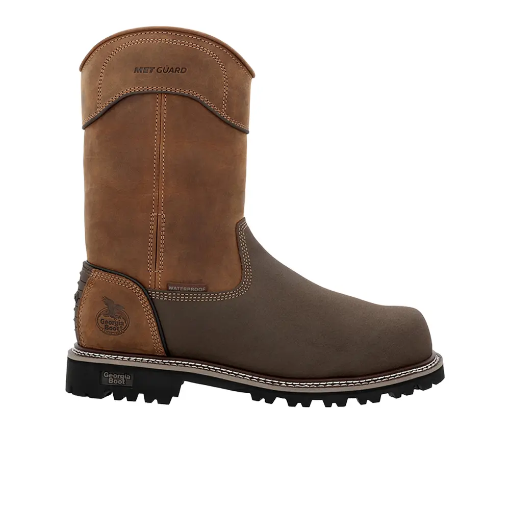 Georgia Boots Mens Brute Met Guard 11 Inch Waterproof Composite Toe  Work Safety Shoes Casual - Brown