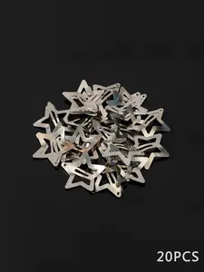 20pcs Women's Cute Star Design Hair Clips Hairpins, Summer 2024 Casual New Trendy Plain Color Hair Clips, Fashionable Y2k Hair Accessories for Daily Hairstyle Decoration