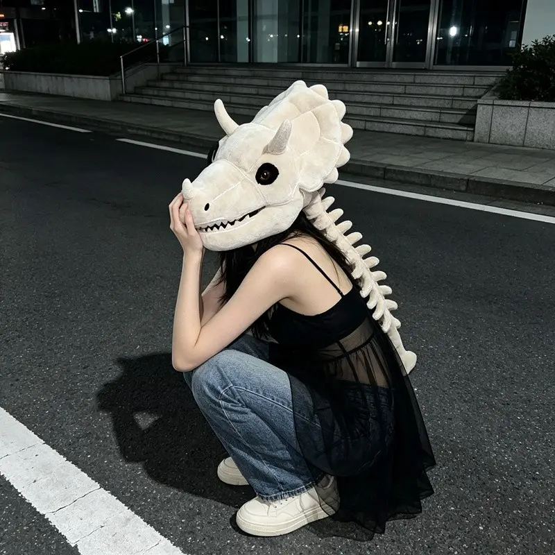 Dragon Skeleton Plush Costume, 3D Dragon Bone for Halloween Party, Fun and Unique Costume for Kids and Adults