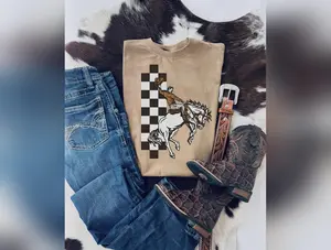 Checkered Cowboy Youth Boys T-Shirt