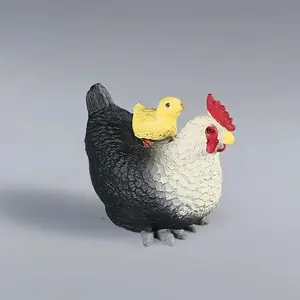 Classic Resin Rooster & Chick Figurine, Decorative Sculptures, Farmhouse Style Animal Decor, Cartoon Theme Home Decoration, Perfect for Easter Christmas Garden Display