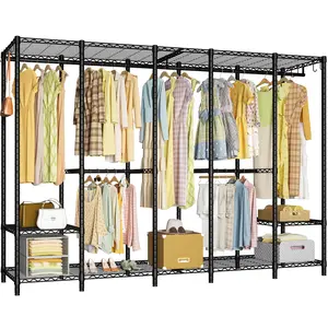 [New Year Clearance Sale]Ulif Extra Large Clothes Rack, Heavy Duty Garment, Freestanding Portable, Organiser Hanging Clothes Wardrobe, 89.8'' W x 15.8" D x 76.4" H, Black Furniture Storage Organization Closet
