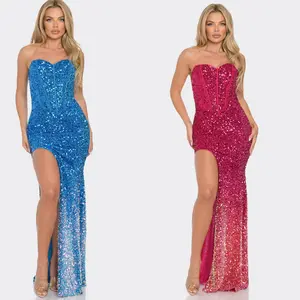 Linna Sequin Bustier Off Shoulder Maxi Dress womenswear Comfort Cotton