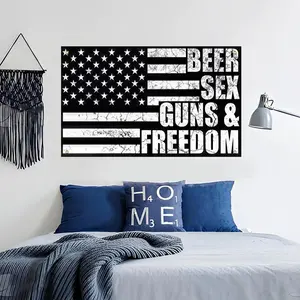 Beer Sex Guns & Freedom Flag, American Flag Pattern Bedroom Wall Decor, Wall Hanging Banner for Home Bedroom Living Room, Vanity Decor Accessories
