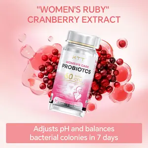 KTT Women's Edible Natural Dietary Supplement, 100B CFUs Cranberry Probiotics Vegan Capsules for PH/Flora Balance, Urinary Control - 60 Caps
