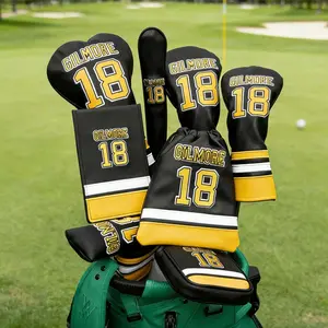 Golf Headcovers Happy Gilmore Golf Club Head Covers Advanced Embroidery Premium Leather Driver Headcover Fairway Wood Covers Hybrid Head Covers, Golf Mallet Blade Putter Cover, Golf Accessory