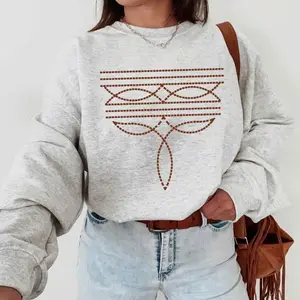 Boot Stitch Pullover, Wester Sweater T-Shirt , Western Boot Stitch, Cowgirl Sweater, Western Boot Top, Cowboy Boot Toe Stitch Shirt Womenswear Hoodie M