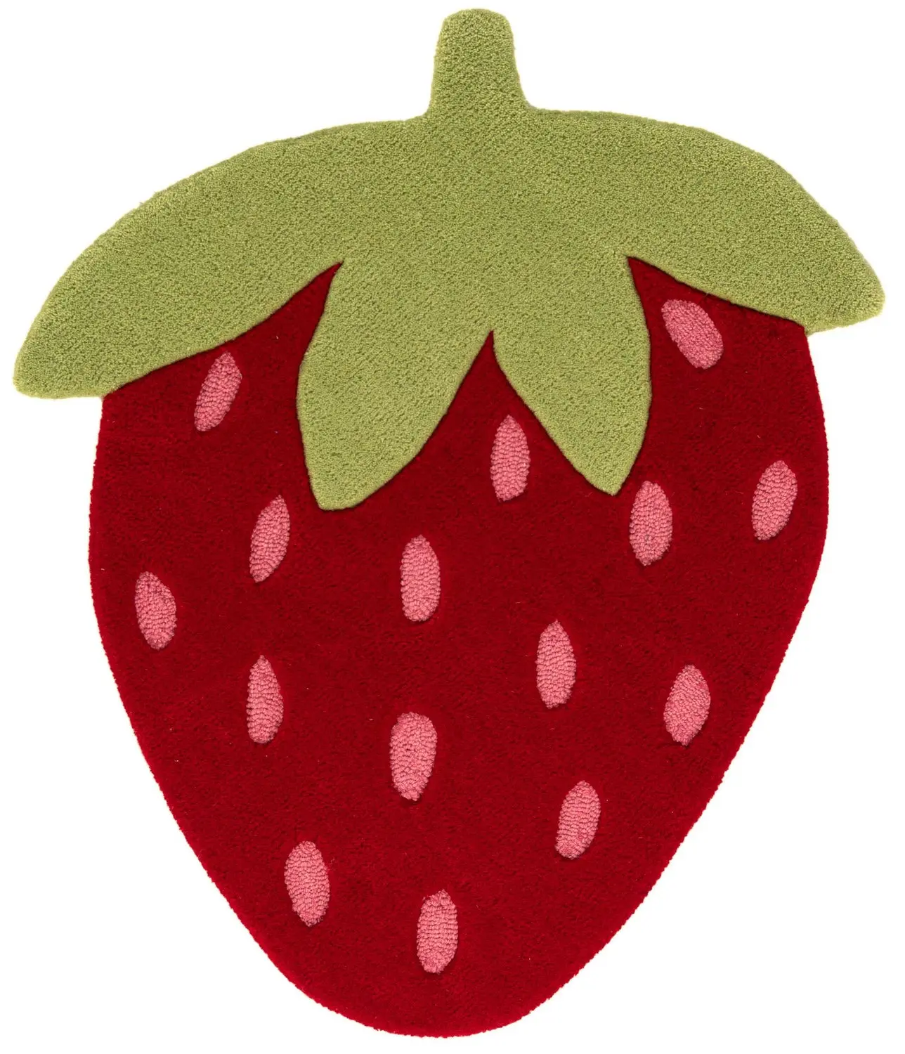 Rugs.com x HappyRugs 1-Piece Hand-Tufted Wool Fiber Modern Strawberry Decorative Area Rug - Fringeless Contemporary Rugs, Indoor Household Textile, Home Decorative Accent, Berry Fun Piece