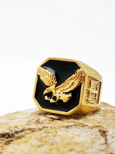 Men's Classic Eagle Ring, Gold/silver Color Stainless Steel Jewelry, Elegant Ring, Rock Party Gift, Casual Style, All Seasons, Random Print