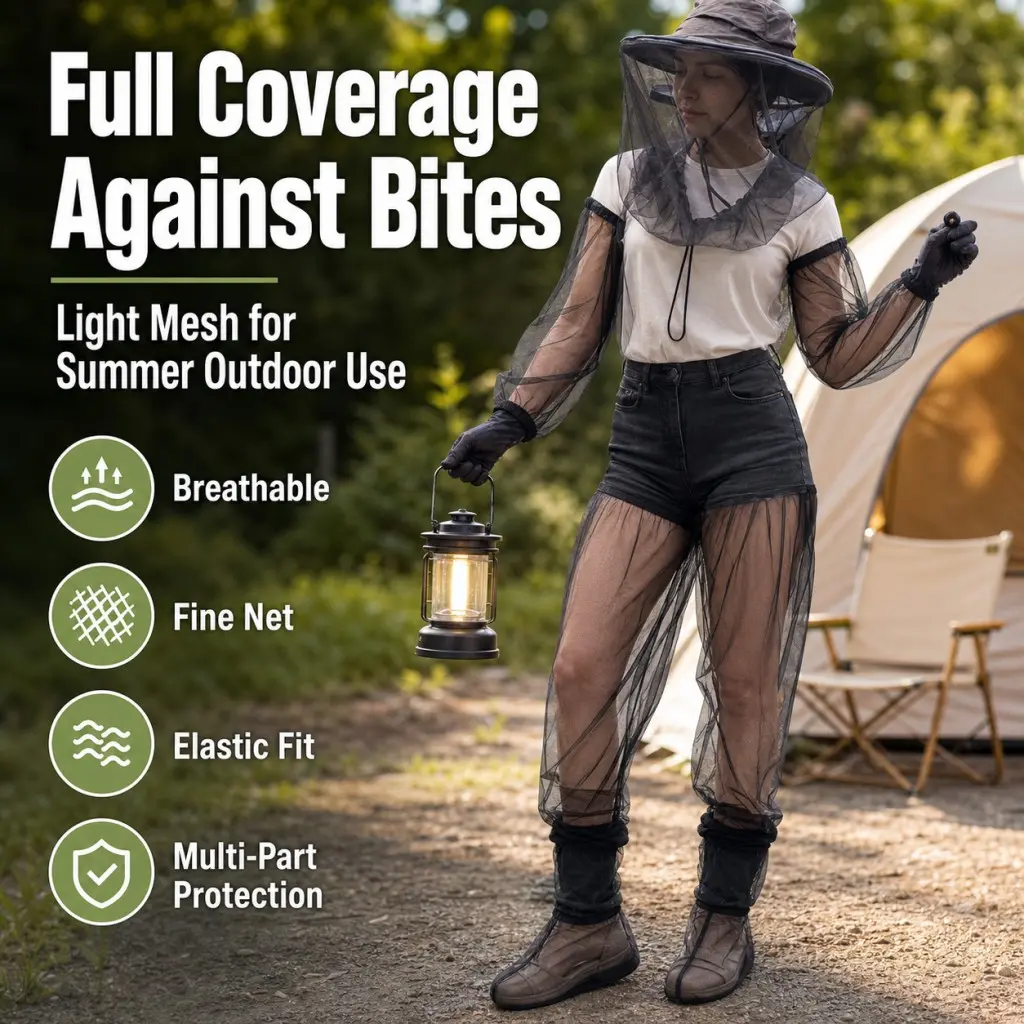 3PCS Portable Outdoor Mosquito Net Set, Full Coverage Anti-Bite Mesh Suit for Home Improvement, Garden & Beekeeping Supplies