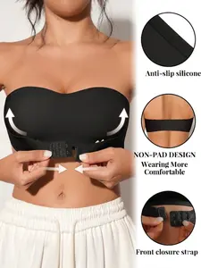 Women's Strapless Push-Up Bralette, Underwear, Front Buckle Anti-Slip Design, Soft Skin-Friendly, Perfect for Daily Wear, All Seasons