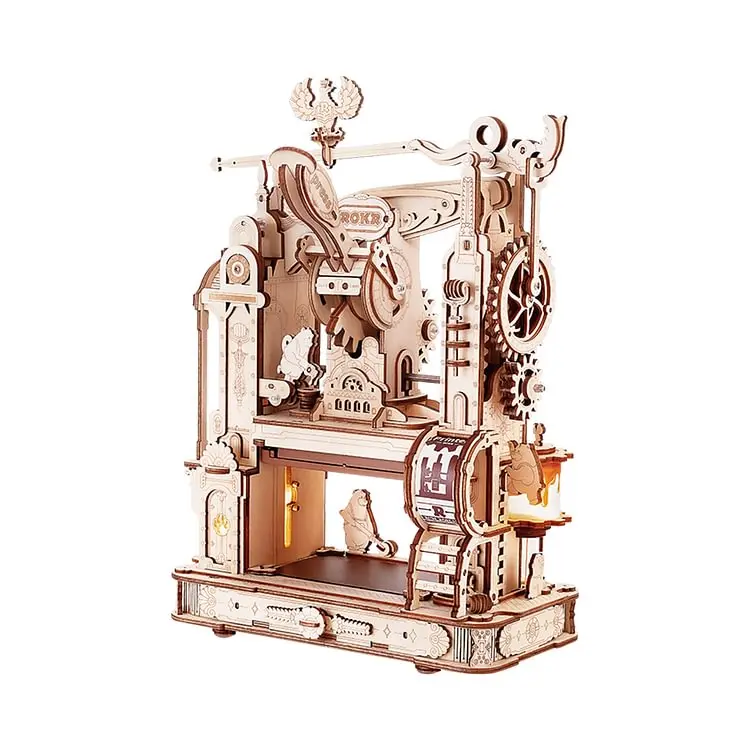 【self-assembly puzzle】ROKR 3D Puzzle LK602 for Adults, Classic Printing Press Wooden Puzzles Model Building Kits, DIY Wood Crafts Cool Toys for Kids Birthday Gifts,Collage Aesthetic, Art Hobbies for Men Women