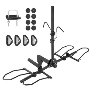 Heavy-Duty 2-Bike Hitch Mount Rack, Platform Rack With 160 LBS Max Capacity, Fits 2-Inch Receiver, Tilting Folding Design For Easy Access, Accepts Tires Up To 5 Inches Wide, Durable Steel Construction For Cars, SUVs, Trucks, RVs