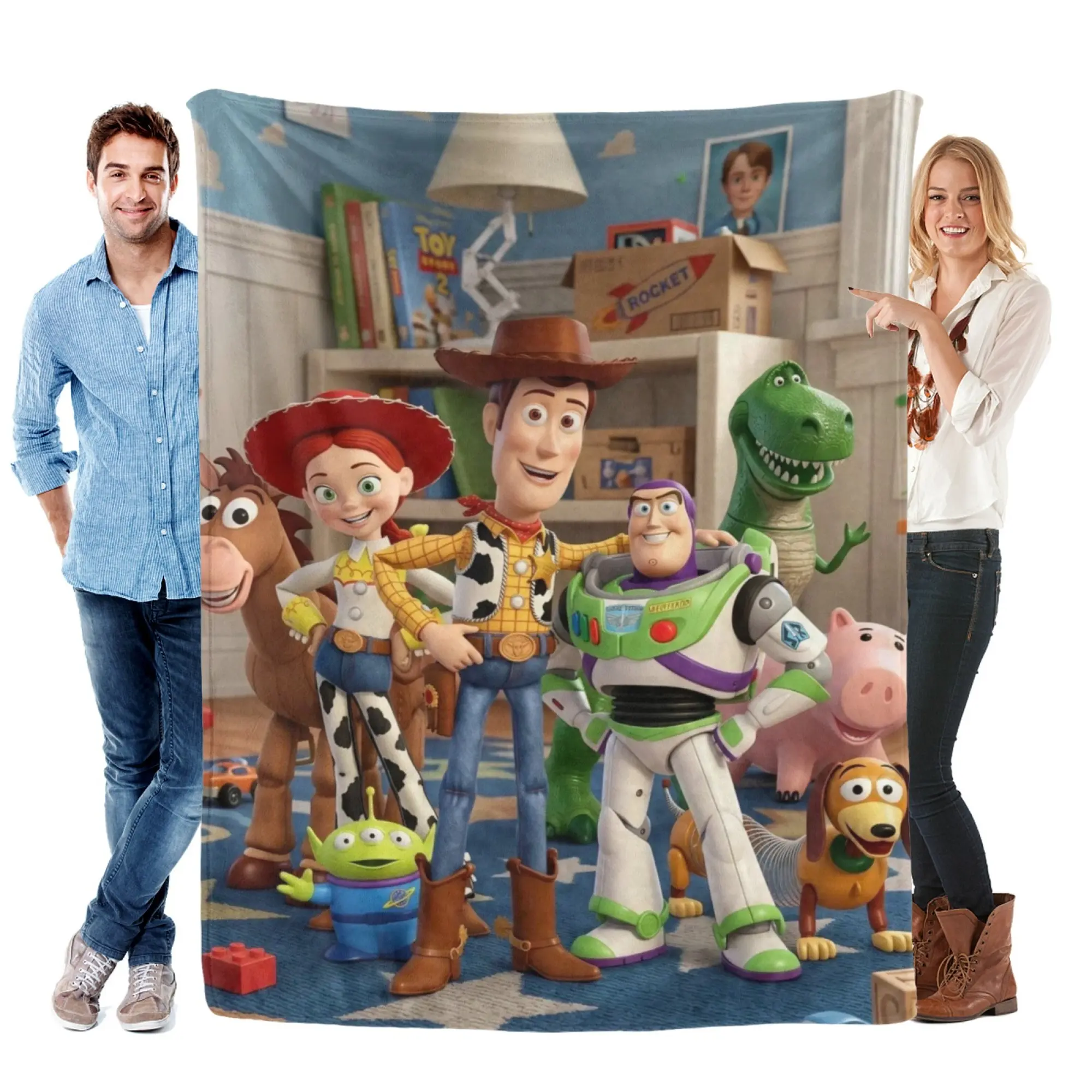 Disney Animation 3D Super Soft Fleece Blanket - Woody, Buzz & Friends Design, Toddlers & Child Bedding Throw, All Seasons Kids Room Decor, Birthday