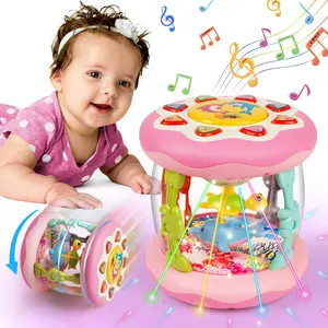 Vanmor Pink Musical Toys with Light Up for children1 2 3, Upgraded Musical Light Up Ocean Rotating Infant Toys,Sitting Crawling Walking Developmental Toys for kids, Gifts Toys for Kid